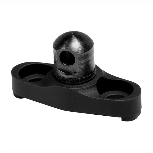 M-LOK till sling stud adapter i flänsad svart design, tillverkad av 6061 aluminium med hårdanodiserad yta, inkluderar hårdvara och passar för låsningsswivlar.