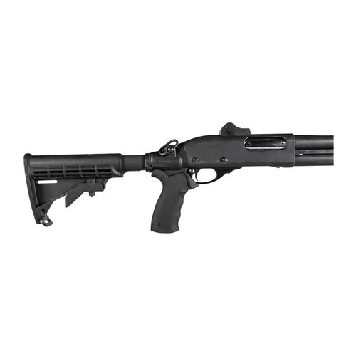 Mesa Tactical LEO Gen II Telescoping Stock Kit för Remington 870 erbjuder justerbar längd, AR-15 grepp och kolv, samt minskar rekyl med Kynshot™ hydraulisk dämpare.