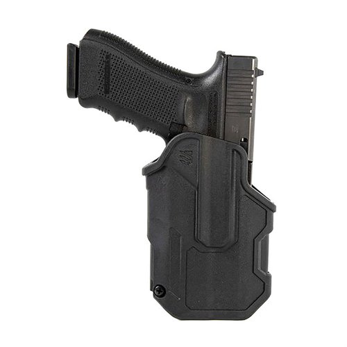T-SERIES L2C-holster erbjuder snabb åtkomst och säkerhet med thumb-activated retention och Master Grip Principle, perfekt för stressiga situationer.