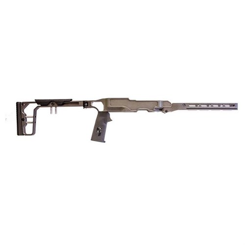 LaChassis 10/22 erbjuder en lätt, modulär och justerbar plattform med ambidextrala QD-fästen, vikbar kolv och M-Lok förend för optimal skjutupplevelse.