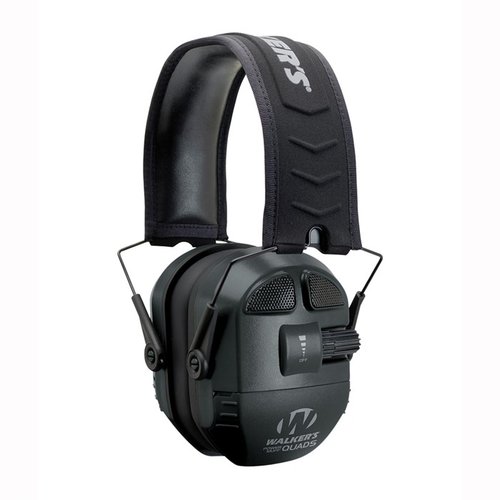 Walkers Ultimate Power Muffs erbjuder 9x hörselförstärkning, 27dB ljudreducering och justerbar volym för optimal ljuddetektering och skydd.