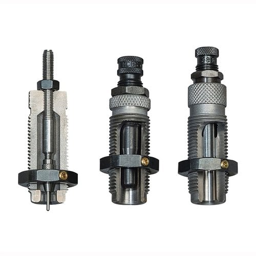 RCBS 3-DIE Roll Crimp Set för rakväggspatroner; inkluderar Sizer Die, Expander Die och Roll Crimp Seater Die för exakt laddning och pålitlig prestanda.