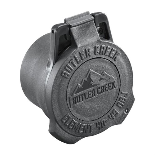 Butler Creek Element Scope Caps är robusta med en multiflex-sleeve och en flip-out dope disk för vind- och höjdinformation, perfekt för precisionsskytte.