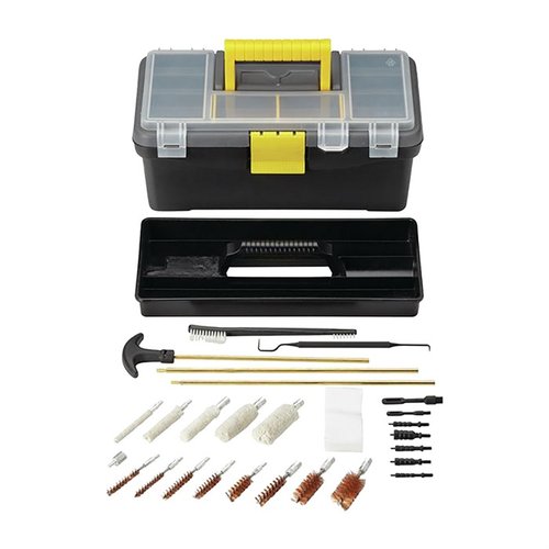 Håll ditt vapen i toppskick med OUTERS universella rengöringssatser! 🔧 28-delars kit med allt du behöver för effektiv vård.