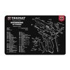 TekMat Pistol Gun Cleaning Mat skyddar din pistol under rengöring med en mjuk polyester-yta och halkfri neopren-baksida, plus detaljerad partsdiagram.