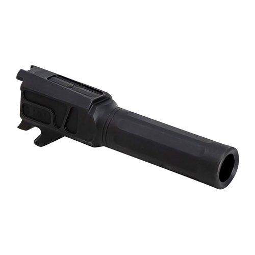 Faxons Match 9mm P365-lopp är tillverkat av stressrelieferat 416-R rostfritt stål, med svart Nitride-beläggning för ökad hållbarhet och precision.