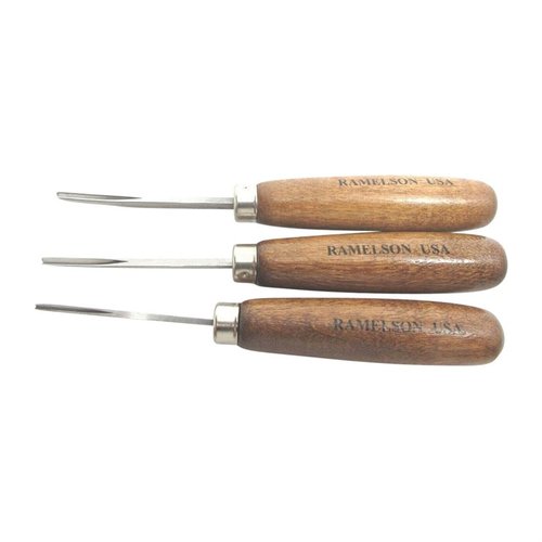 Veiner Line Restoration Gun Stock Tools-set med 3 stycken verktyg för att enkelt återställa linjer och mönster. Tillverkad i USA med hårdträhandtag.
