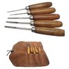 5-delars GUNSTOCK V & U CARVING SET för checkering och restaurering, inklusive 3/32 & 5/32" böjd V, 1/8" rak V och 3/32 & 1/8" rak U.