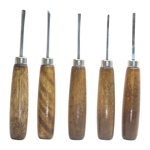 Detta 5-delade set med träskärverktyg från U.J. Ramelson erbjuder högkvalitativa mini-gouger och chisel för detaljerat arbete, redo att användas!