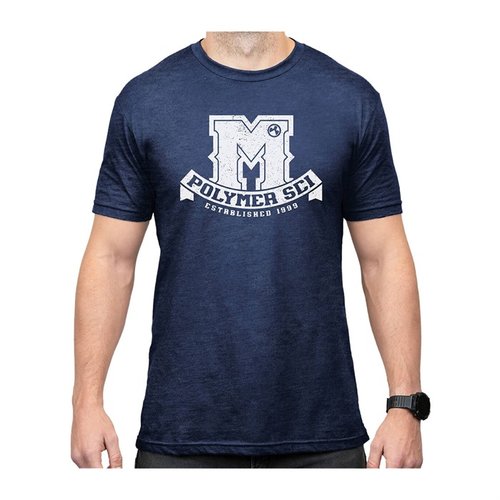 UNIVERSITY ATHLETIC T-SHIRT i universitetets navy heather-färg erbjuder komfort med tag-less etikett, hållbar dubbel söm och 52% bomull för en perfekt passform.
