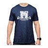 UNIVERSITY ATHLETIC T-SHIRT i navy heather, tillverkad av 52% Combed ring-spun cotton och 48% Polyester, erbjuder komfort med tag-less etikett och hållbar sömnad.