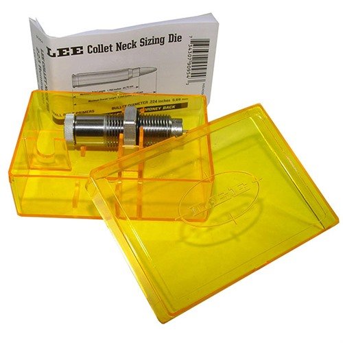 Lee Collet Neck Sizer Dies ger överlägsen precision utan behov av smörjmedel. Förlänger livslängden på hylsor och sparar pengar på sikt.
