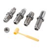 Välj detta 4-die set för maximal mångsidighet; inkluderar full length-resizing die, Collet Neck sizing die, Easy Adjust Dead Length Bullet Seating Die och Factory Crimp Die.