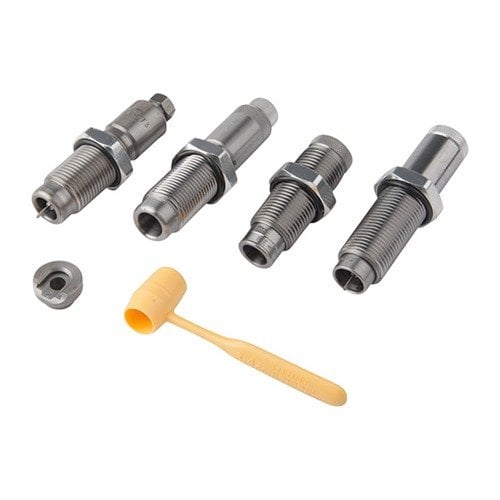 Välj detta die-set för maximal mångsidighet med full length-resizing, Collet Neck sizing, Easy Adjust Dead Length Bullet seating och Factory Crimp Die.