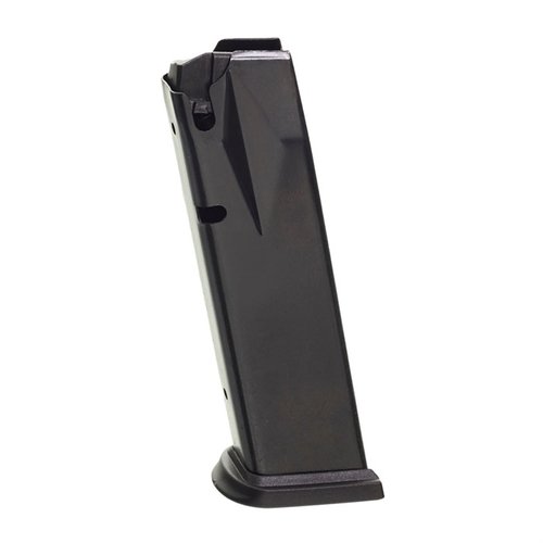 CANIK TP9 18RD magasin i stål är tillverkat av värmebehandlad kolstål med svart oxidfinish, har en injektionsformad följeslagare och en fjäder av krom-silikon.