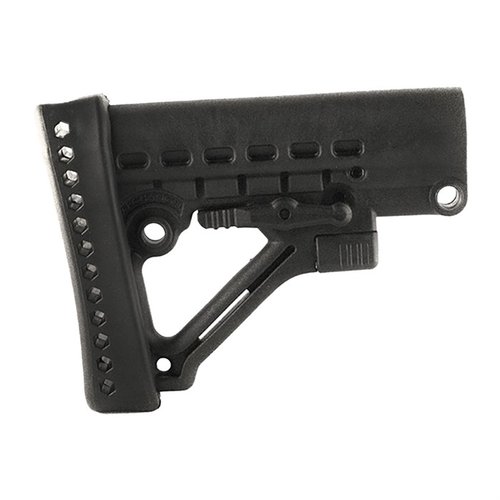 Archangel® justerbart buttstock i M4-stil med 6 positioner, tillverkad av högstyrkig polymer, med QD sling-swivel och gummipad för ökad komfort och stabilitet.