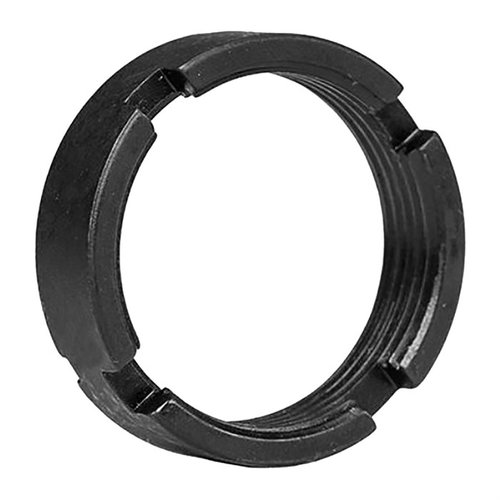 Mil-spec AR-15 receiver extension lock nut (castle nut) för justerbara kolvar. Perfekt för nya byggen eller som ersättning för slitna delar. Tillverkad i USA.