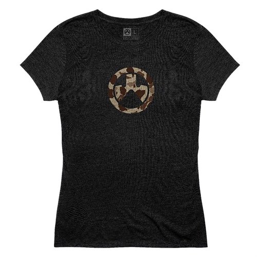 Magpul RAIDER CAMO T-shirt i svart, 52% bomull och 48% polyester, med bekväm design, tag-less etikett och hållbar sömnad. Finns i storlekar upp till 2XL.