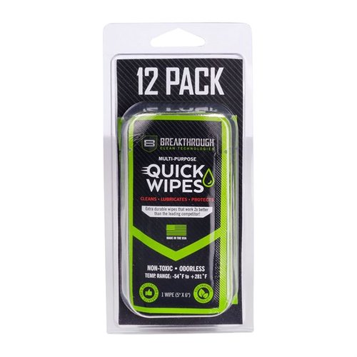SYNTEHTIC CLP QUICK WIPES från Breakthrough Clean är perfekta för snabb rengöring av vapen, bryter ner karbonavlagringar och skyddar metallytor.