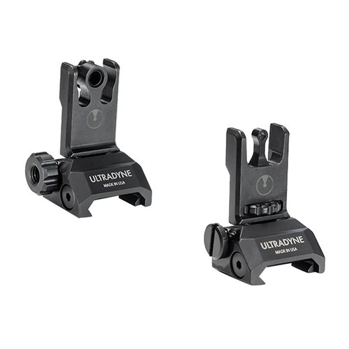 Ultradyne C2 Fällande Front- och Baksikte erbjuder snabb måltagning med 12MOA front, verktygslös justering och hållbara material för pålitlig prestanda.