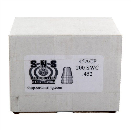 SNS CAST BULLETS erbjuder högkvalitativa .45 kaliber Semi-Wad Cutter kulor med 92% bly, polymerbeläggning och 18 Brinnell hårdhet för överlägsen precision.