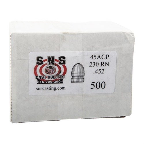 SNS CAST BULLETS erbjuder konsekventa .45 kaliber RN kulor med 92% bly och polymerbeläggning, vilket ger hög precision till ett ekonomiskt pris.