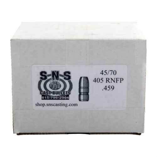 SNS CAST BULLETS 45/70 CALIBER RNFP är tillverkade av högkvalitativt blylegering och erbjuder konsekvent prestanda med en BHN på 17, perfekt för jakt och skytte.