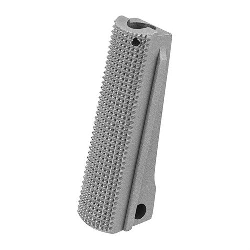 Fusion Pro-Series mainspring housing i rostfritt stål, CNC-maskinerad med 20 lpi checkering, passar 1911 Government och Commander-modeller, finns i svart eller rostfritt.