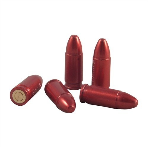 Snap Caps för 9mm Luger möjliggör säker torrskjutning utan att skada ditt vapen, med en aluminiumkropp och en fjädrad mässings "tändhatt".