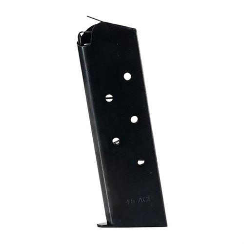 Denna 1911 GOVERNMENT/COMMANDER 7-RD MAGAZINE är perfekt för din .45 pistol och passar flera modeller, vilket garanterar pålitlig prestanda och hållbarhet.