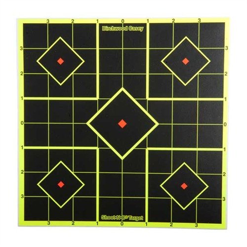 SHOOT-N-C® TARGET, 8" SIGHT-IN, 15 PACK gör dina träffar lätt synliga med fluorescerande färger, självhäftande baksida och inga behov av kikare.
