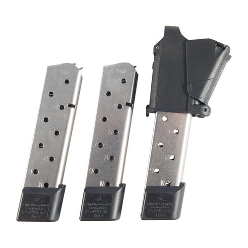 Chip McCormick 1911 45ACP Power Magazine 3-pack med loader erbjuder pålitlig prestanda, snabb påfyllning och hållbar konstruktion för optimal skjutning.