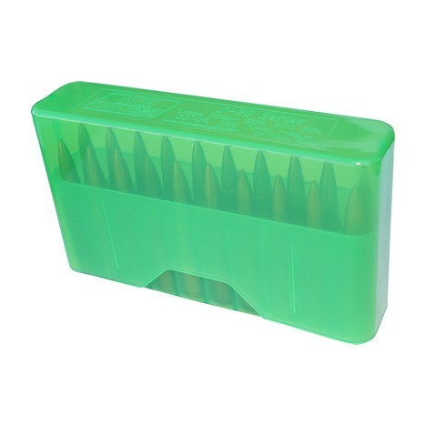 MTM Slip Top Rifle Ammo Box rymmer 20 patroner, är 2.35" hög och passar perfekt för 17 Rem-351 WSL, vilket ger enkel åtkomst och säker förvaring.
