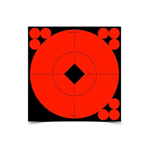 BC 6" Target Spots med självhäftande baksida ger tydliga måltavlor för alla typer av skytte, med högkontrast röd färg för bättre träffar och grupper.