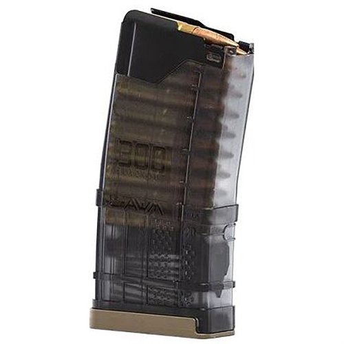 Lancer Magazine 300 Blk 20rd Translucent Smoke erbjuder hög hållbarhet och pålitlighet, perfekt för skytte med 300 Blackout, med en praktisk genomskinlig design.