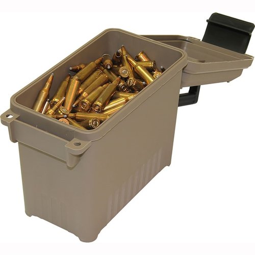 MTM CASE-GARD Bulk Storage Ammo Can Mini Dark Earth erbjuder hållbar förvaring för ammunition och tillbehör, perfekt för jägare och skyttar som behöver organisera sina resurser.