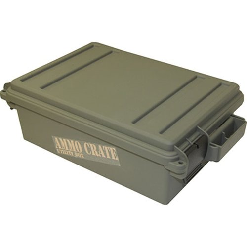 Ammo Crate 17.2 x 10.7 x 5.5" i armégrön färg är perfekt för säker förvaring av ammunition och tillbehör, robust konstruktion för långvarig användning.
