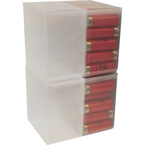 Denna 25 Round Shotshell Box, säljs i set om 4 stycken, är perfekt för att organisera och skydda dina patroner med en klar design för enkel översikt.