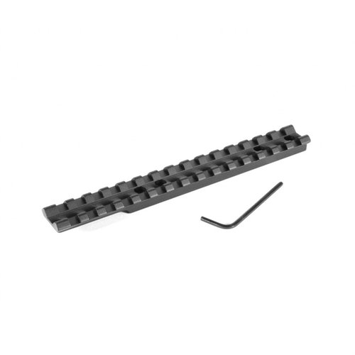 EGW Ruger 10/22 Scope Bases erbjuder en enstycks Picatinny rail utan borrning, lättviktig aluminium och enkel justering av ögonavstånd för mångsidig användning.