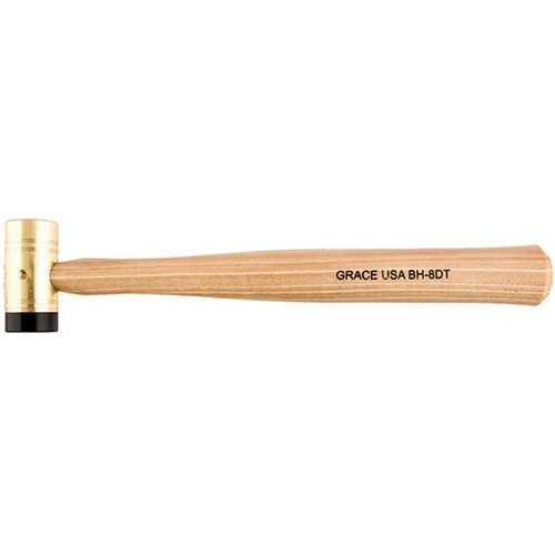 Grace USA Delrin-Tipped Brass Hammer har en hållbar konstruktion med ett dubbelsidigt huvud och en utbytbar Delrin-topp för precisionsarbete och skydd av ytor.