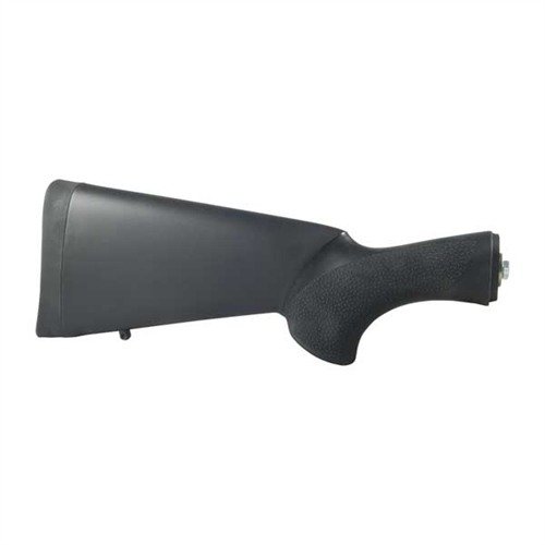 HOGUE:s övermoldade shotgun buttstock för Remington 870 erbjuder hållbarhet, utmärkt grepp med gummibeläggning och dämpning för recoil, perfekt för alla skyttar.