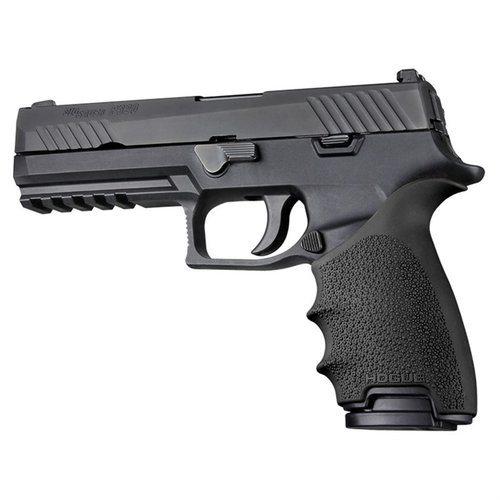 Hogue HandALL grip sleeve förbättrar komfort och kontroll på din SIG P320 med sin slitstarka, pebble-texturerade gummiyta och enkel installation.