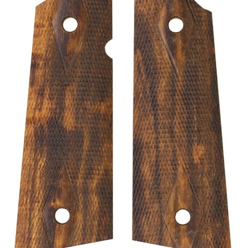 HOGUE 1911 SQUARE BOTTOM GRIPS erbjuder extra långa grip paneler som passar perfekt med add-on mag wells, ger ökad komfort och ett säkert grepp med 18 lpi checkering.