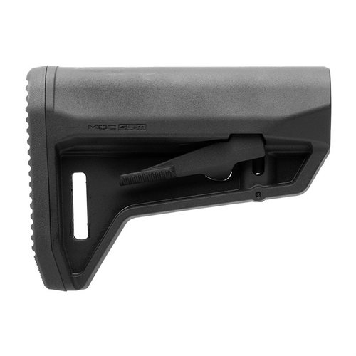 MOE SL-M Carbine Stock erbjuder en kompakt, lätt design med ambidextrous justering, halkfri gummibakdel och M-LOK QD Sling Mount för ökad funktionalitet.