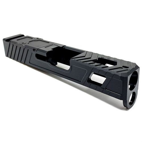 Marksman V4 Slide för Glock G26 Gen 3/4 är tillverkad av hållbart 17-4 rostfritt stål, har RMR-mönster och är kompatibel med Trijicon RMR och Holosun 507.