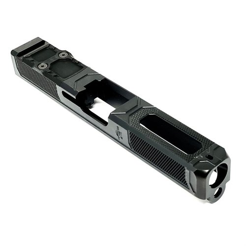 EXECUTIVE CARRY V5 SLIDE för Glock 20 Gen 3 erbjuder CNC-bearbetade diamantmönstrade serrationer, hållbart rostfritt stål och kompatibilitet med Trijicon RMR.