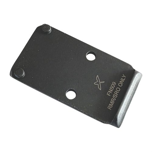 OPTIC MOUNTING PLATE för FN 509 är en hållbar, enstycks stålplatta som möjliggör enkel montering av RMR/SRO och bevarar kompatibiliteten med fabriksikoner.