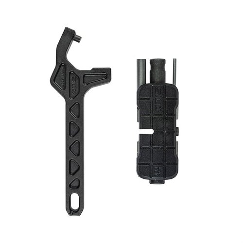 8-i-1 verktyget för Glock® underlättar säker borttagning av magasinplattor, passar i fickan och innehåller allt för rengöring och underhåll av din pistol.