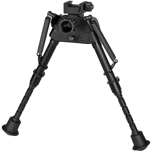 S-BRMP BIPOD från HARRIS är ultralätt, justerbar från 6" till 9", svänger för ojämn terräng och har fjädrande notched legs för snabb uppställning.