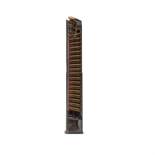 ETS genomskinliga magasin för Glock® erbjuder snabb rundavläsning, hög hållbarhet, enkel rengöring och är kompatibla med aftermarket basplattor.
